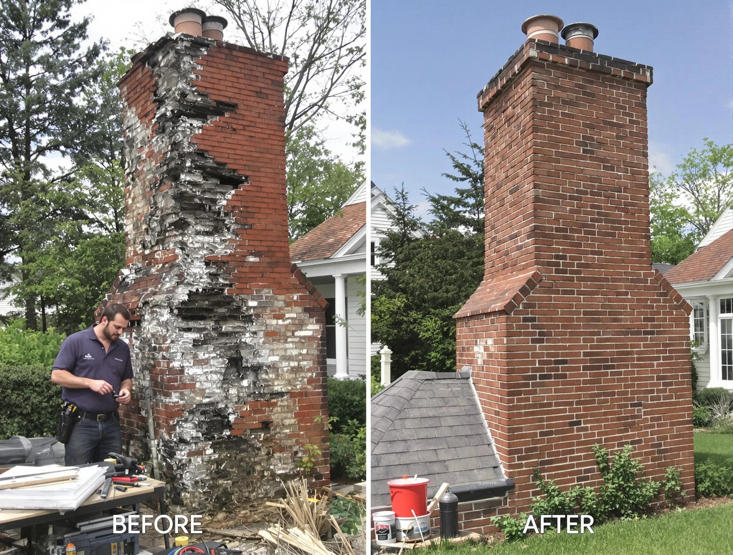 West Windsor Chimney Sweep performing a full chimney restoration in West Windsor, NJ