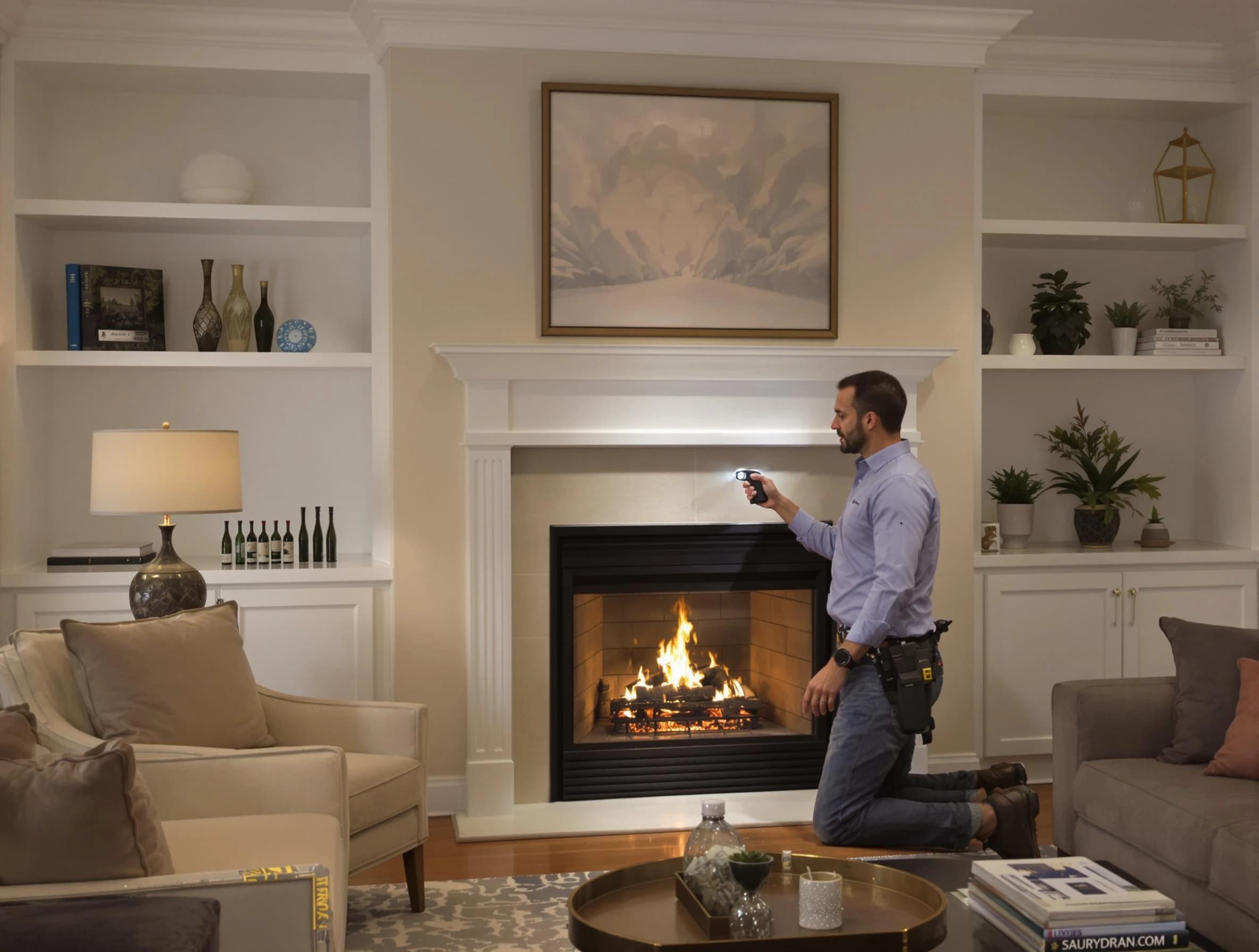 West Windsor Chimney Sweep conducting a fireplace safety inspection in West Windsor, NJ