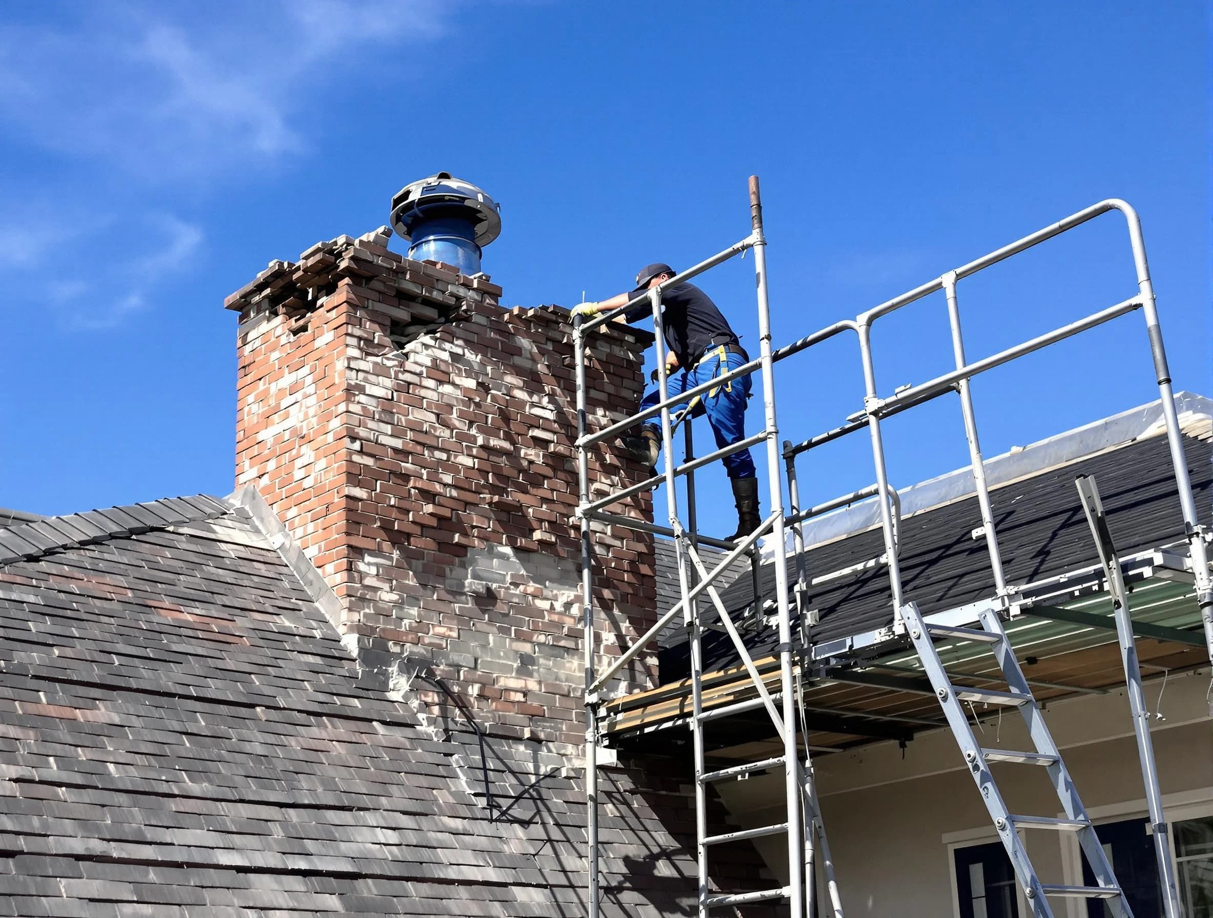 Rebuilding a chimney structure by West Windsor Chimney Sweep in West Windsor, NJ