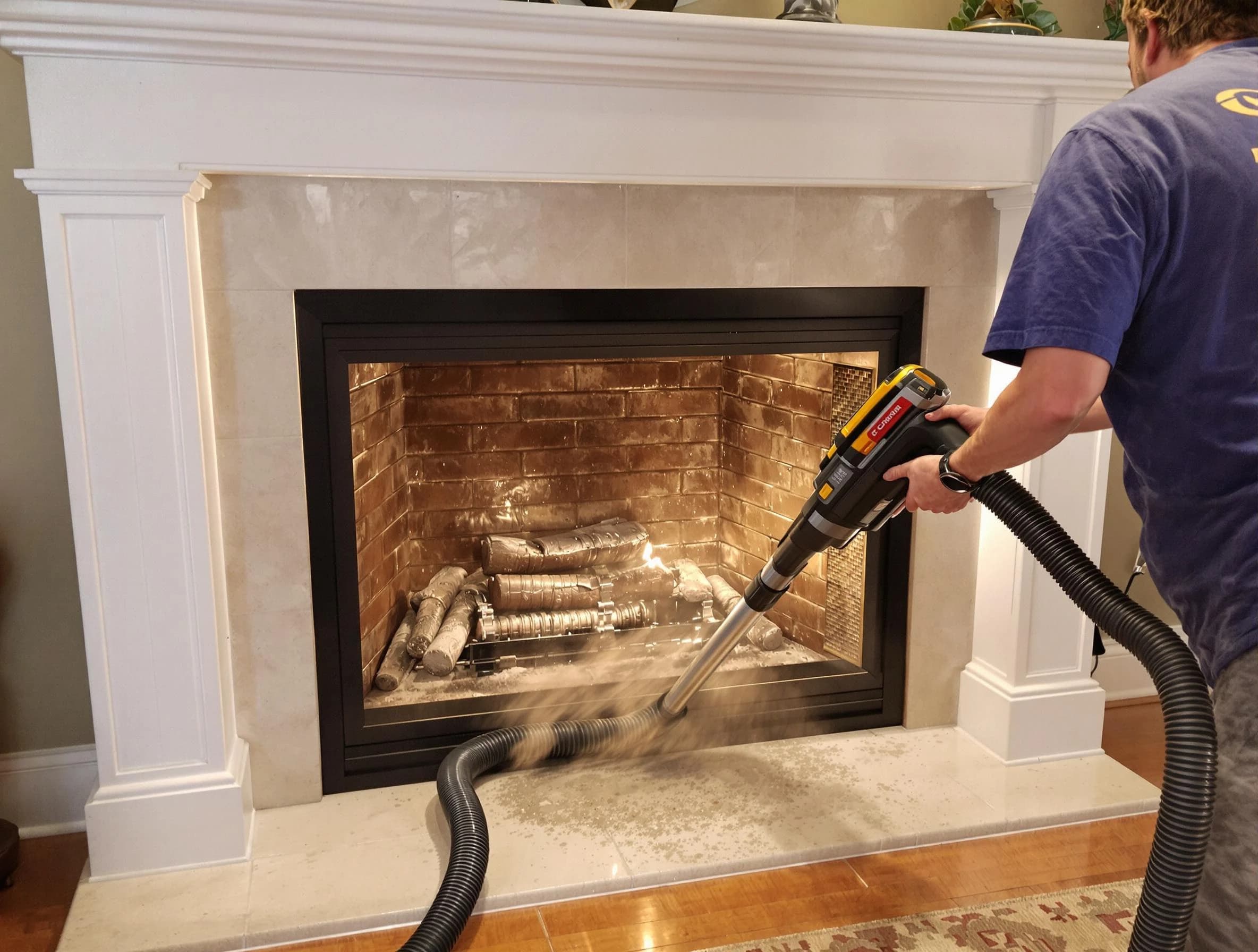 Fireplace cleaning performed by West Windsor Chimney Sweep in West Windsor, NJ