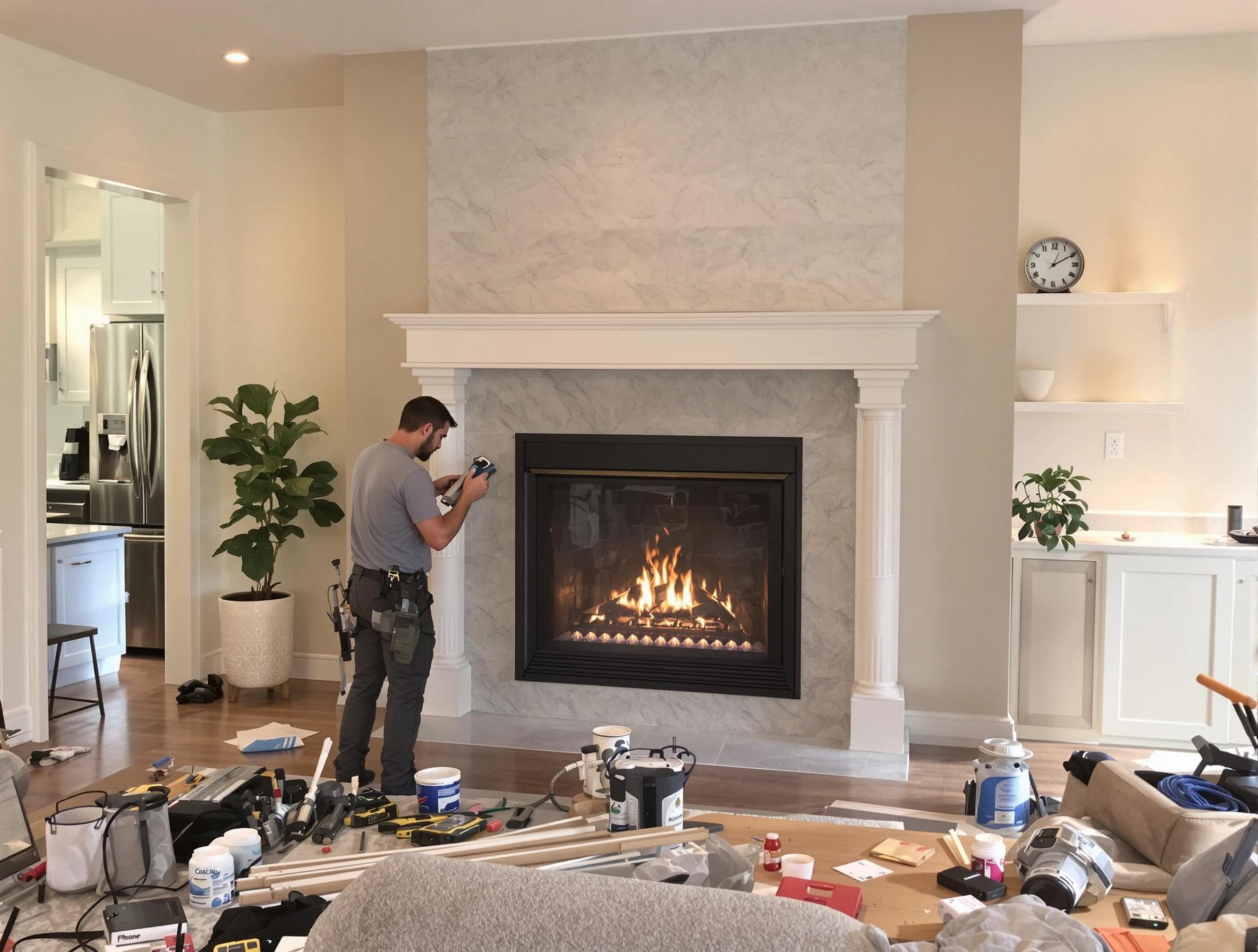 Newly installed fireplace by West Windsor Chimney Sweep in West Windsor, NJ