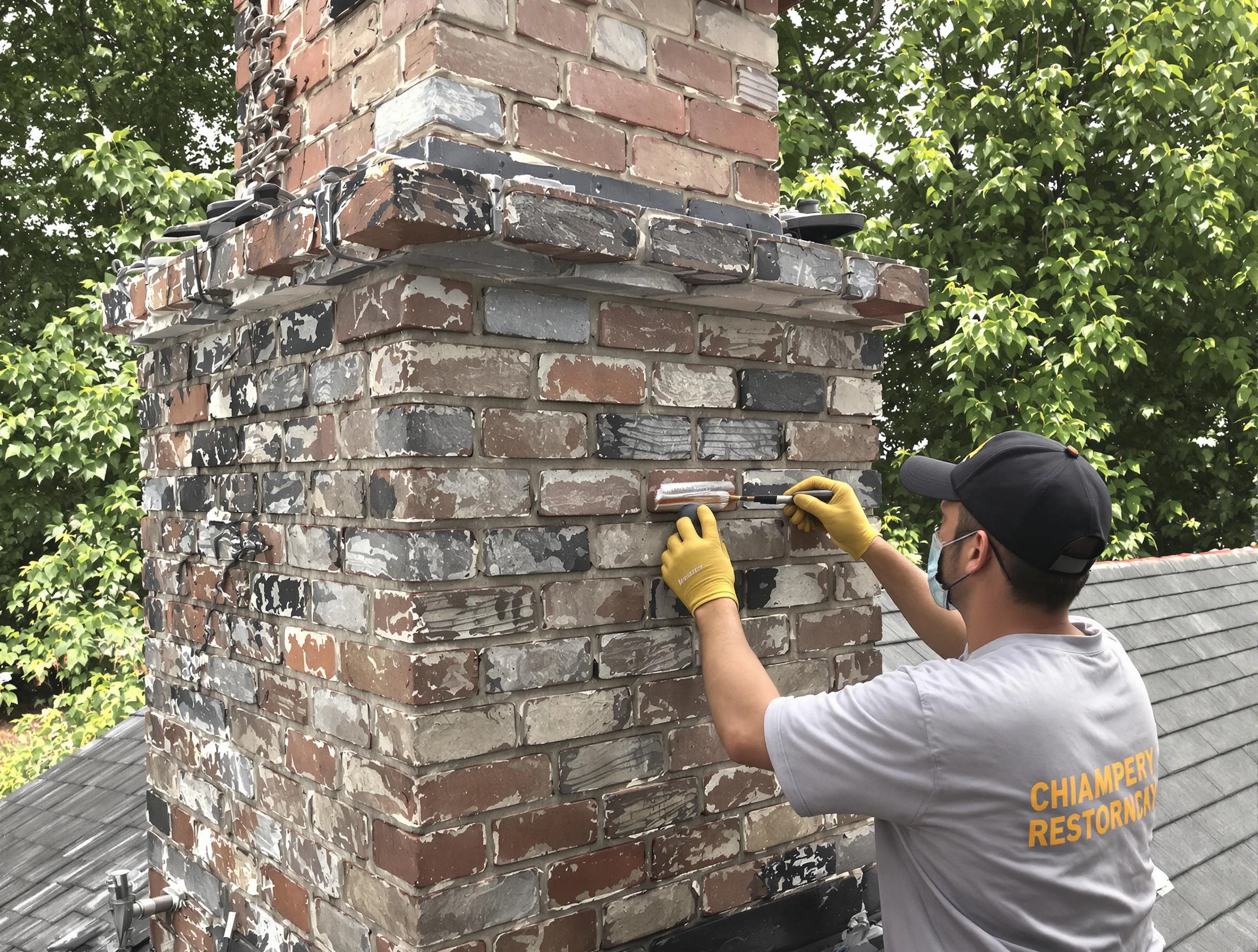 In-progress chimney restoration by West Windsor Chimney Sweep in West Windsor, NJ